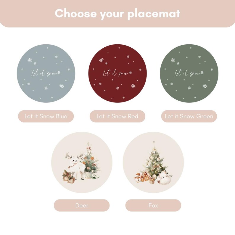 Christmas Vinyl Placemats, Round Holiday Placemats, Vinyl Placemats Christmas Theme, Circular Christmas Placemat, Festive Placemat Christmas image 2