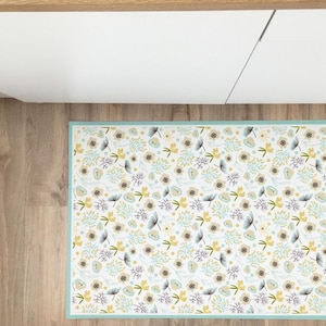 Colorful Flowers Vinyl Rug, Vinyl Carpet, Pvc Mat, Kitchen Rug