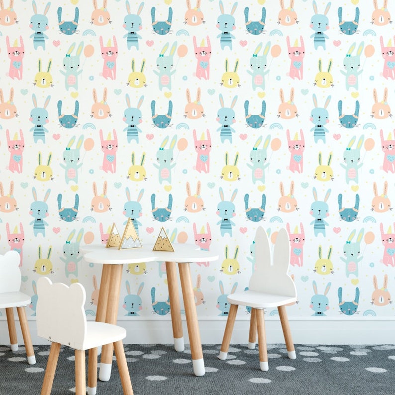 Rabbits Removable Wallpaper Wallpaper Peel And Stick Wallpaper Self Adhesive Wallpaper Temporary Wallpaper