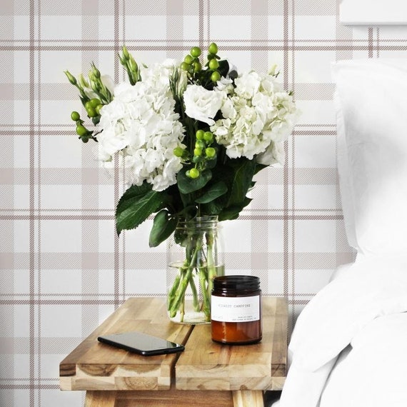 Tartan Wallpaper, Removable Wallpaper, Nursery Wallpaper, Temporary Wallpaper