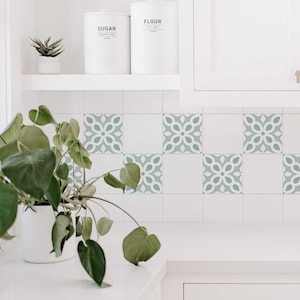 Kitchen Backsplash Mosaic, Green Peel and Stick Backsplash, Custom Size Tile Stickers Bathroom