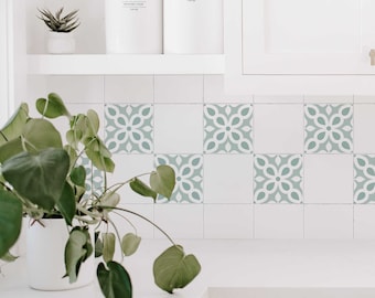 Kitchen Backsplash Mosaic, Green Peel and Stick Backsplash, Custom Size Tile Stickers Bathroom