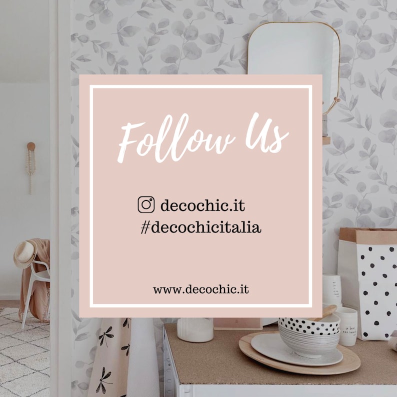 May include: A pink and white graphic with the text "Follow Us" and the social media handle "@decochic.it" and the hashtag "#decochicitalia". The graphic also includes the website address "www.decochic.it".