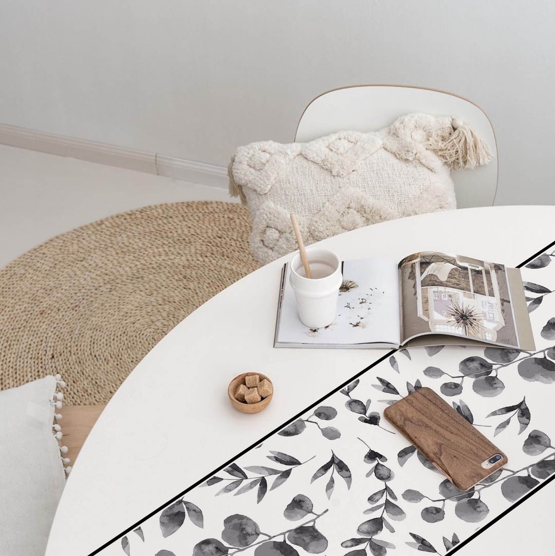 Black and White Table Runner, Black White Vinyl Runner, Table Runner