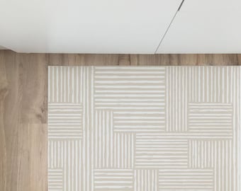 Vinyl Floor Mat, Washable Kitchen Rug, Custom Rug, Entryway Rug, Geometric Rug, Kitchen Runner, Living Area Rug