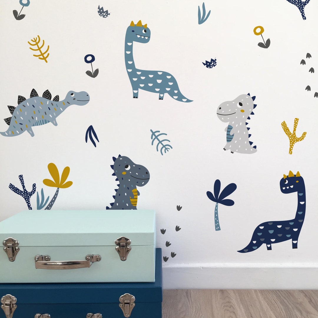 Dinosaur Stickers, Dinosaur Decoration Blue Bedroom, Dinosaur Room Decor for Boys, Dinosaur Wall ...