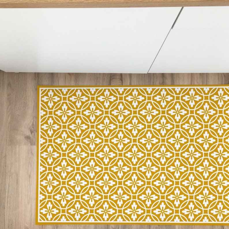 Kitchen Rug Vintage Linoleum Rug Vinyl Carpet Pvc Mat Etsy