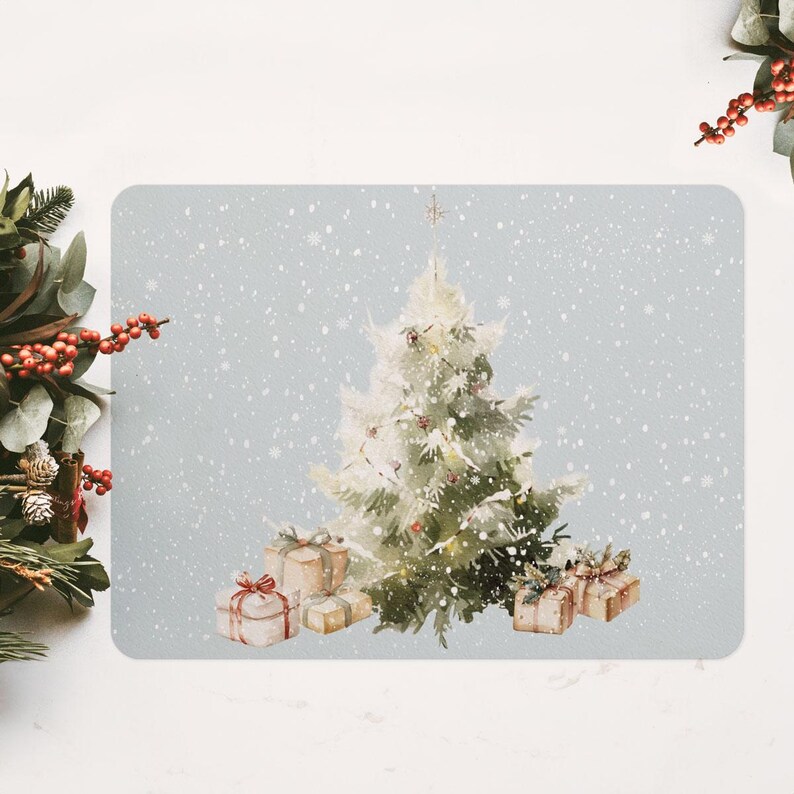 Christmas Vinyl Placemats, Round Holiday Placemats, Vinyl Placemats Christmas Theme, Circular Christmas Placemat, Festive Placemat Christmas image 6