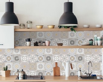 Vintage Tiles stickers kitchen, bathroom, wall, vinyl waterproof removable, kitchen backsplash