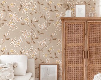 Vintage Floral Wallpaper, Temporary, Wall Mural, Adhesive