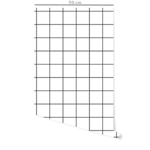 May include: A white grid wallpaper with black lines, measuring 50 cm in width.