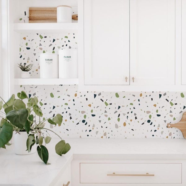 Terrazzo Peel and Stick Wallpaper, Removable Wall Decal