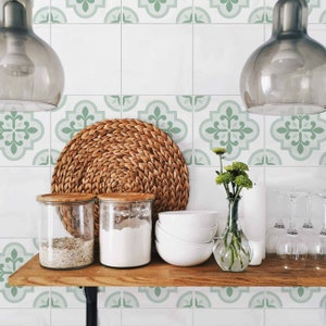 Green Backsplash Tiles, Peel and Stick Backsplash Tile, Decorative Tiles for Walls, Spanish Peel and Stick Tiles