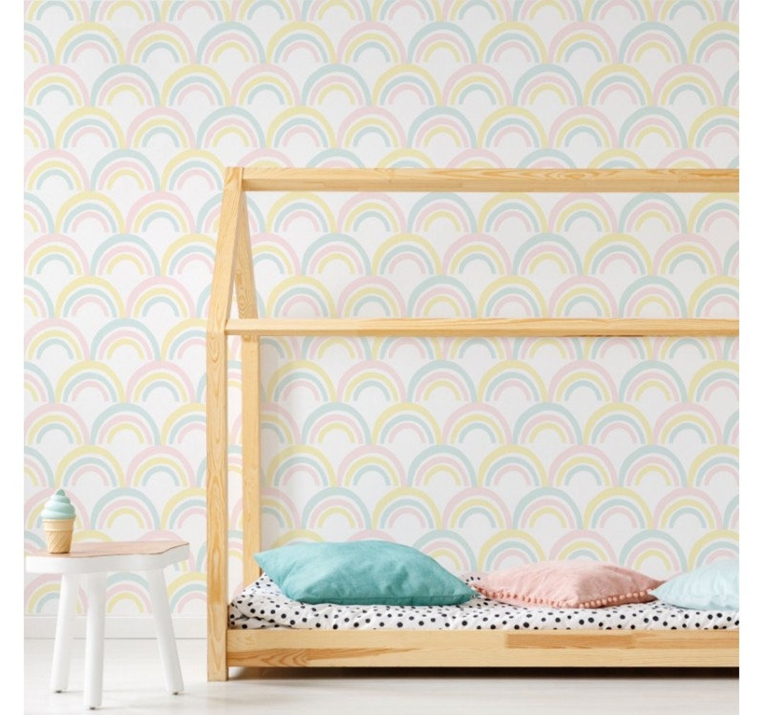 Pastel Rainbow Wallpaper, Peel and Stick Wallpaper, Self Adhesive ...