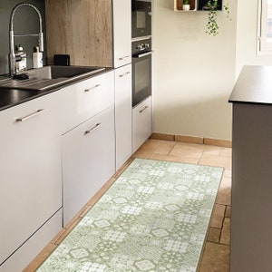 Madrid Kitchen Tiles Vinyl Rug, Vinyl Carpet, Pvc Mat, Kitchen Rug