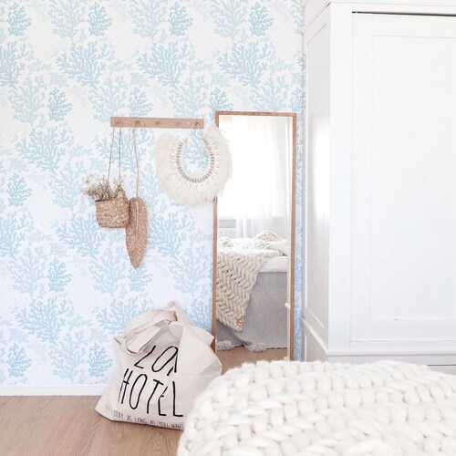 Coral Wallpaper, Removable Wallpaper, Wallpaper, Peel and Stick Wallpaper, Self adhesive Wallpaper, Wall decal, Coastal Wallpaper