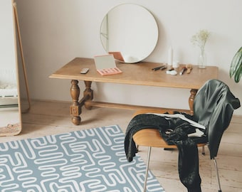Geometric Vinyl Floor Mat, Washable Kitchen Rug, Entryway Runner