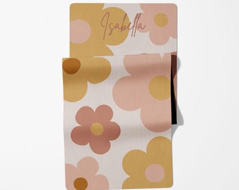 Personalized Kids Yoga Mat, Suede Flower Design, Natural Rubber