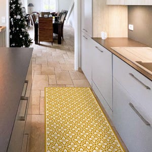 Kitchen Rug Vintage, Linoleum Rug, Vinyl Carpet, Pvc Mat