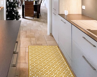 Kitchen Rug Vintage, Linoleum Rug, Vinyl Carpet, Pvc Mat