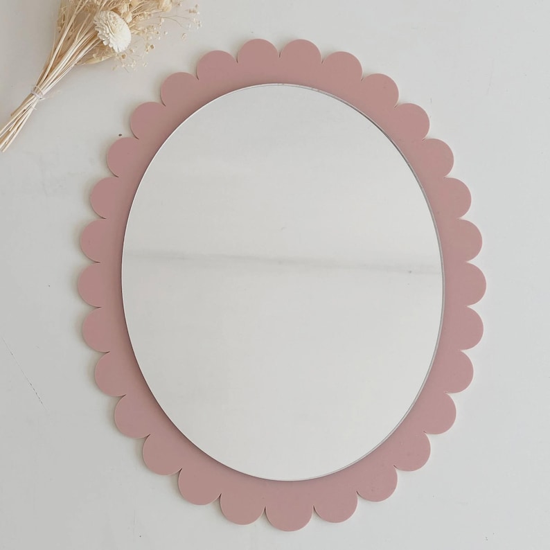 Colorful Acrylic Mirror for Kids, Scalloped Edge Mirror, Oval Wall Mirror for Nursery, Decorative Mirror for Children’s Room, Cute Mirror image 2