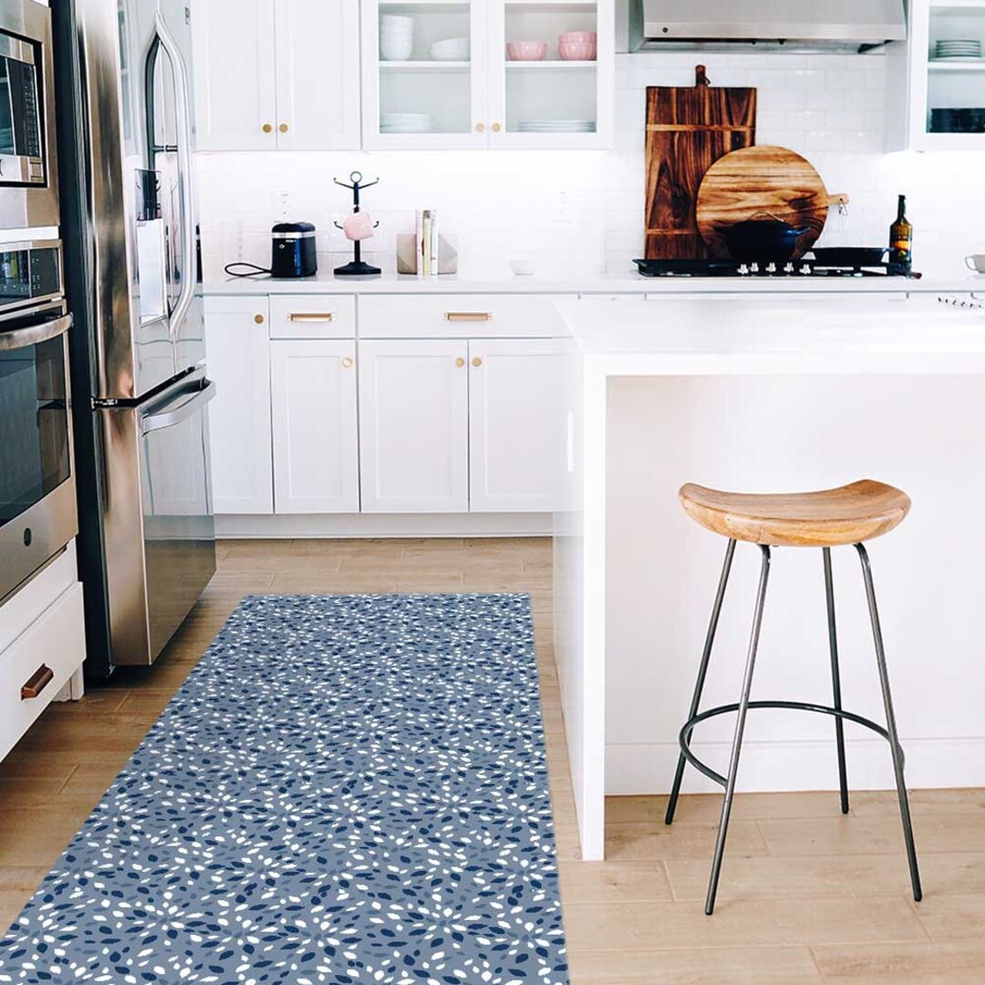 Blue Vintage Rug, Washable Rug, Abstract Area Rug, Vintage Rug Runner ...