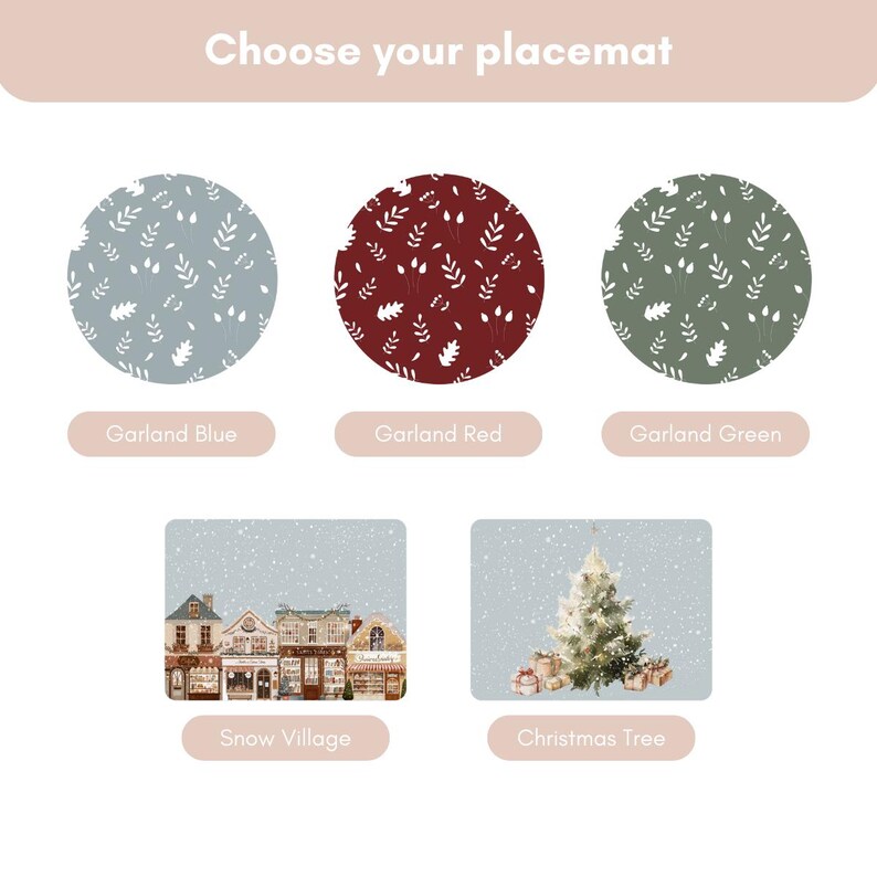 Christmas Vinyl Placemats, Round Holiday Placemats, Vinyl Placemats Christmas Theme, Circular Christmas Placemat, Festive Placemat Christmas image 3