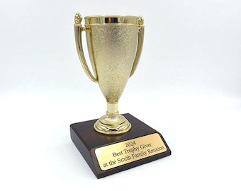 Cup trophy award free personalization with your text 5 1/4" tall great gift or achievement award for any occasion