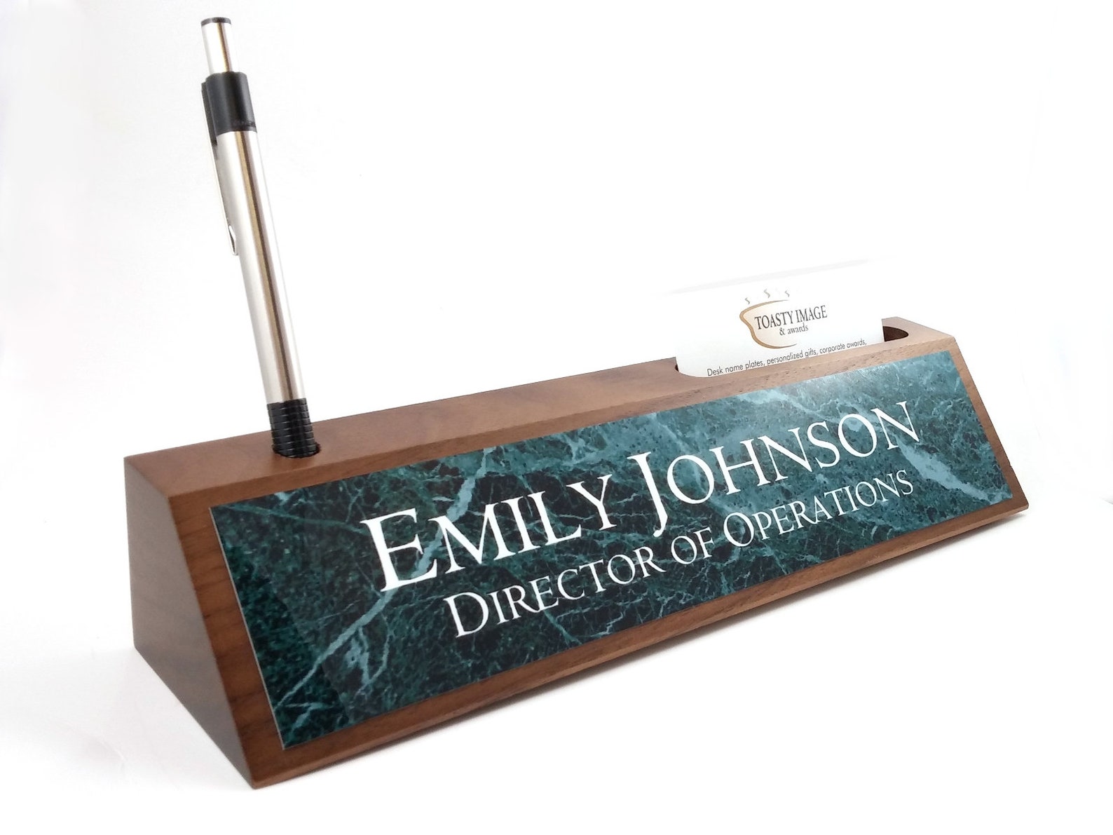 Personalized desk name plate with card holder and pen holder Etsy