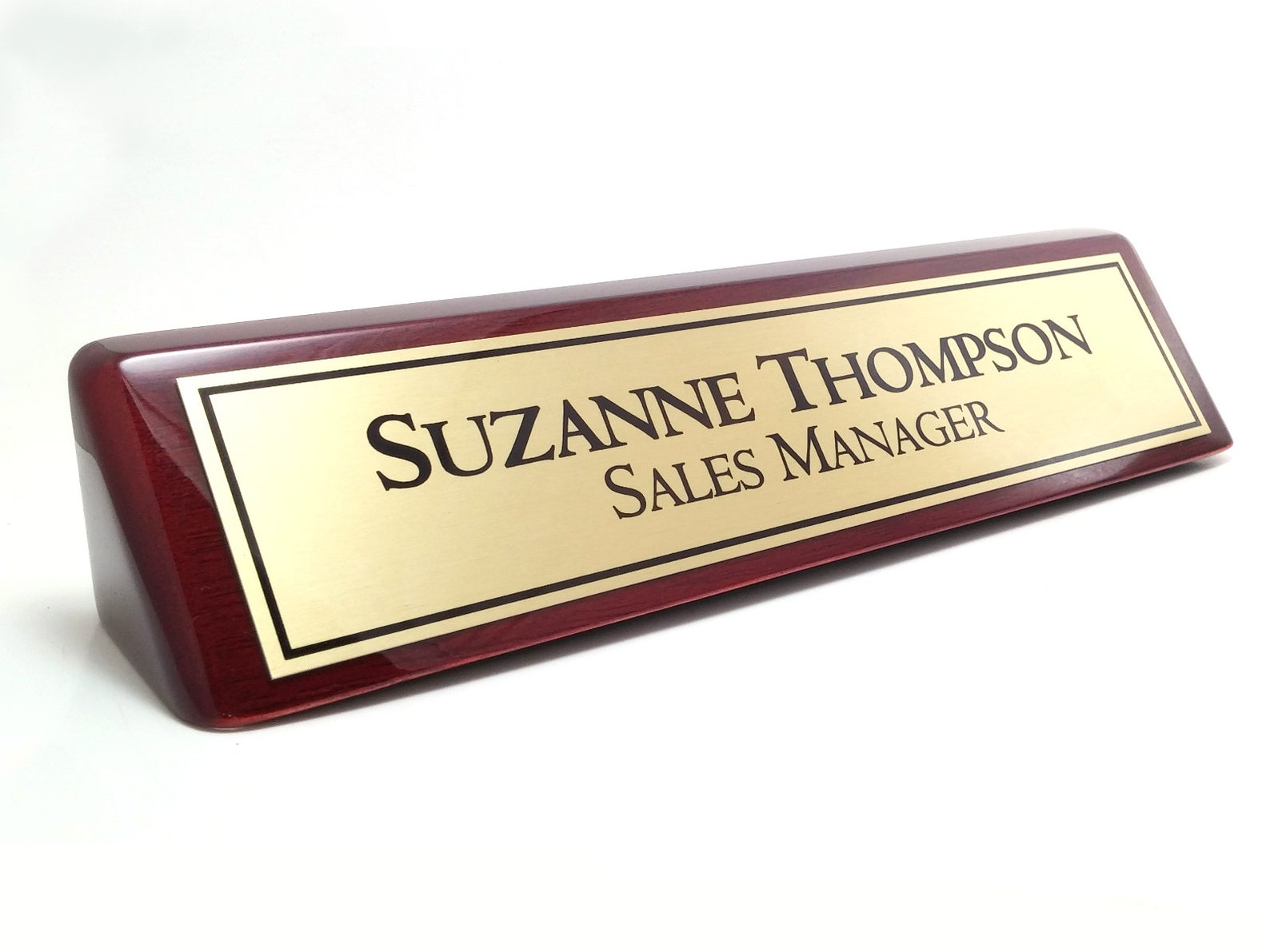 Personalized desk nameplate name plaque rosewood piano finish Etsy