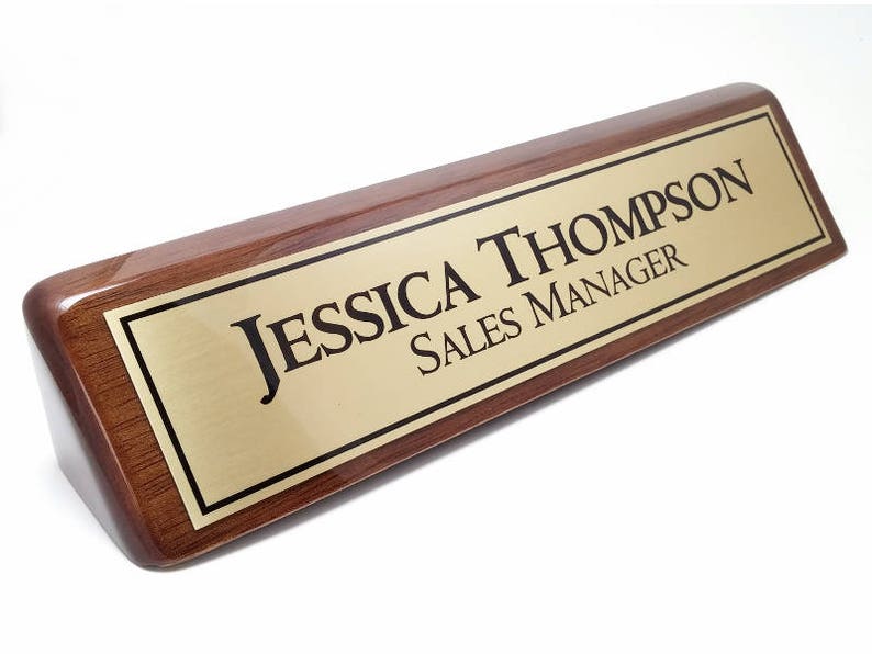 Executive Desk Name Plate Name Plaque Gloss Walnut Finish Desk Etsy