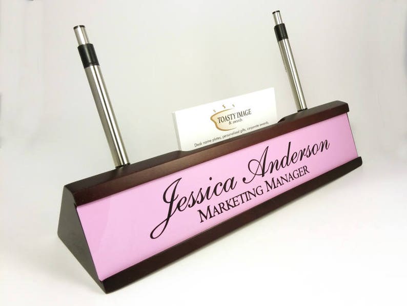 Personalized Desk Name Plate Nameplate Business Card And Pen Etsy