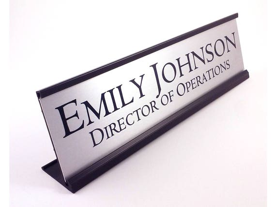 Personalized Name Plate with Wall or Office Desk Holder - 2x8 - Customized  : : Office Products