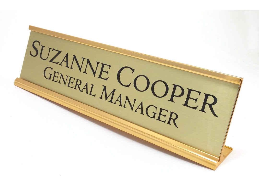 Personalized Desk Name Plate Nameplate Gold Insert With Rose Etsy