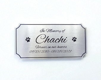 Personalized 2x4" Brushed Silver Aluminum Urn Plate - Pet Memorial Paw Prints