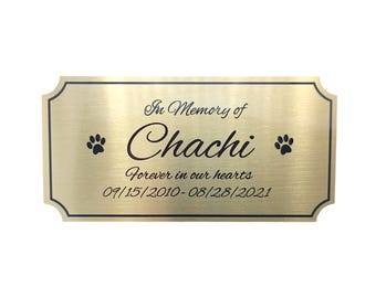 Personalized Brushed Gold Aluminum Urn Plate - 2x4" Pet Memorial