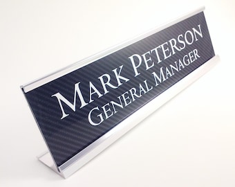 Personalized Desk Name Plate Nameplate Carbon Fiber Look With | Etsy