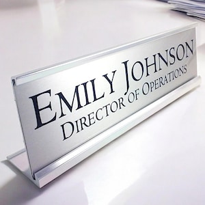 Desk Name Plate, Custom Name Sign, Personalized Desk Name, Customized Desk Name, Executive Personalized Desk Name Plate, Silver Nameplate