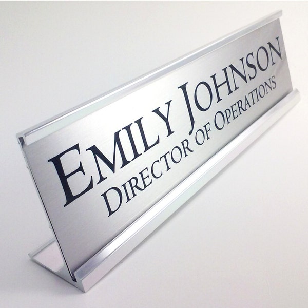 Desk Name Plate, Custom Name Sign, Personalized Desk Name, Customized Desk Name, Executive Personalized Desk Name Plate, Silver Nameplate