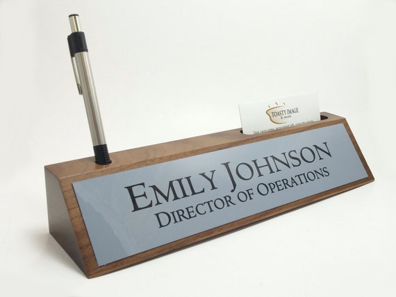 Personalized Desk Name Plate Nameplate Business Card And Pen Etsy