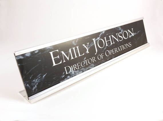 Personalized Desk Nameplate Plate Plaque Black Marble Look Etsy
