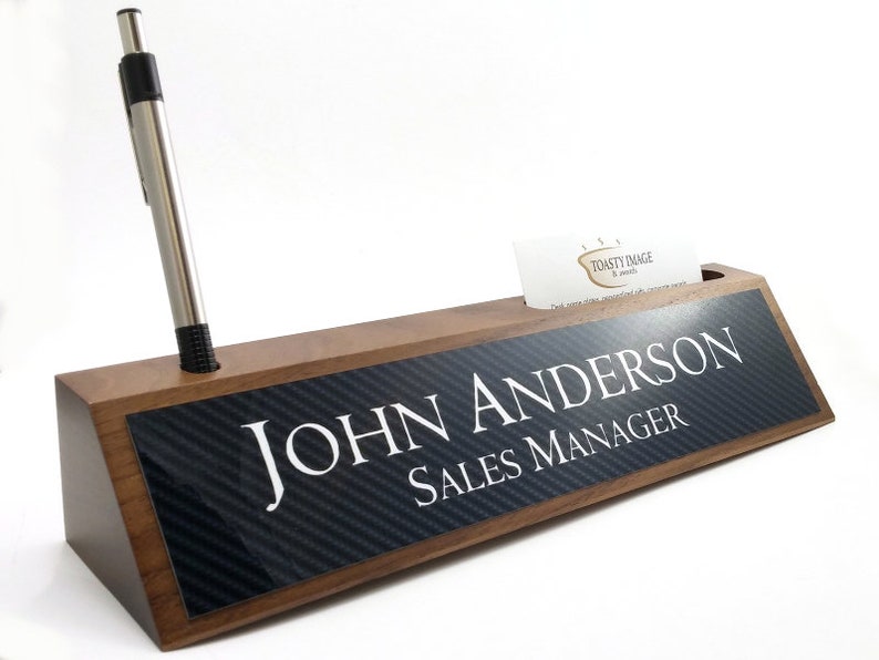 Desk Name Plate Business Card Holder Pen Holder Etsy