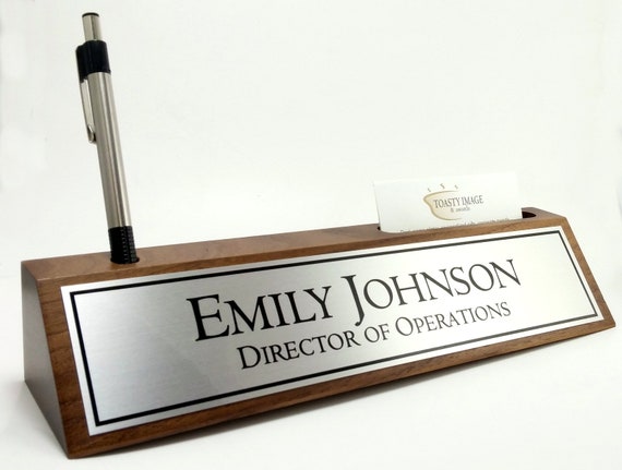 Personalized Desk Name Plate Nameplate Business Card And Pen Etsy