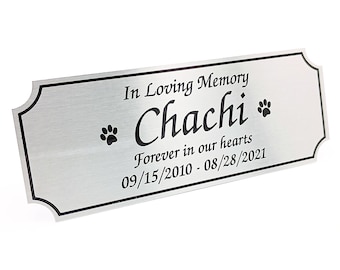 Personalized Imprinted Pet Memorial Silver Aluminum Urn Plate 1.5x4 Inch Paw Prints