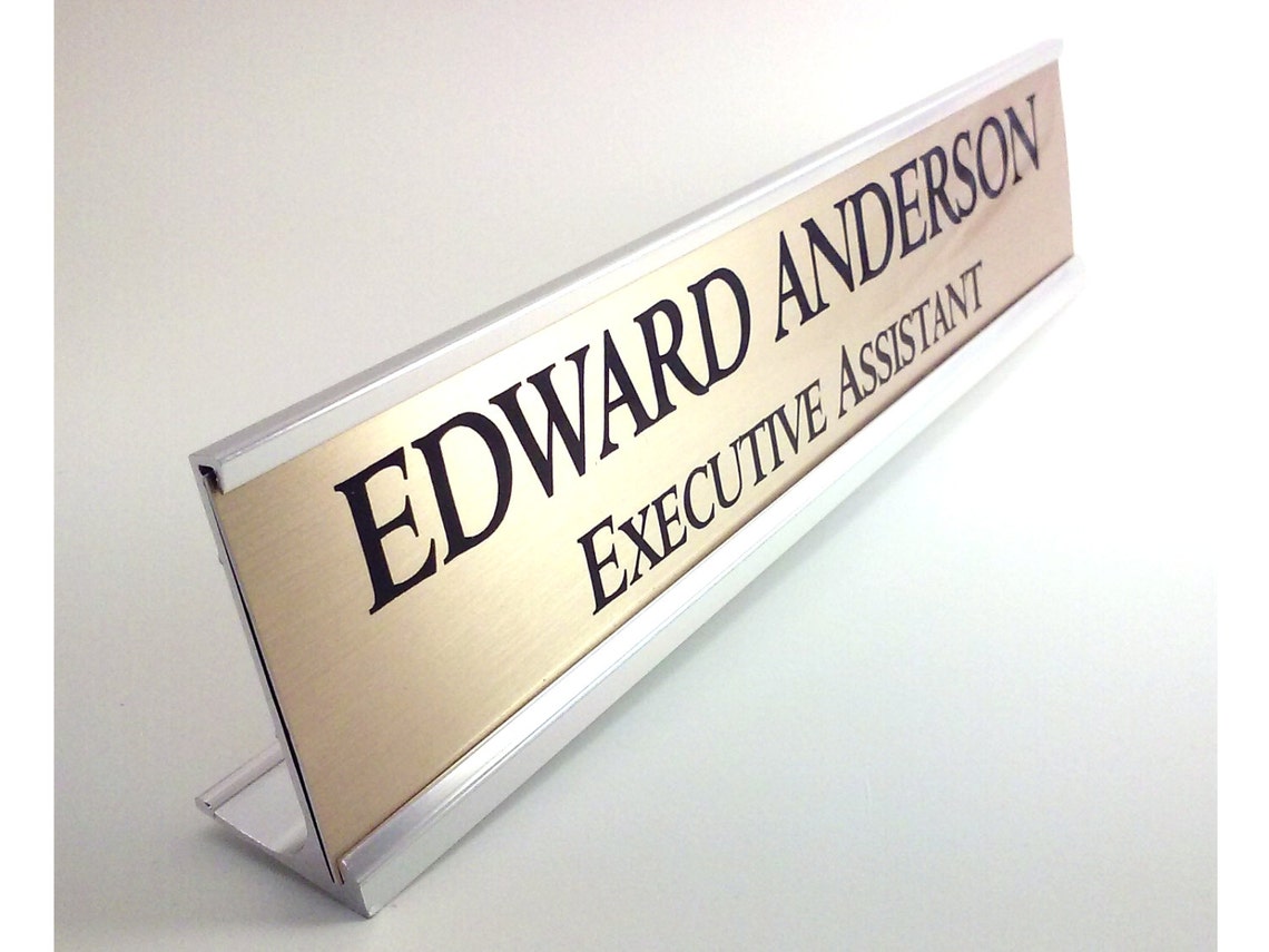 Personalized Desk Name plate nameplate gold color aluminum Etsy