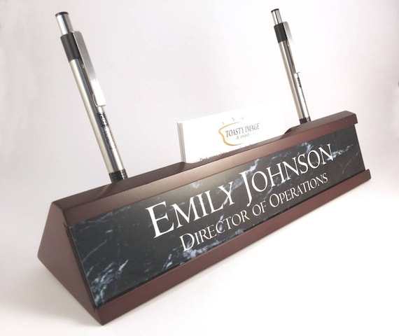 Personalized Desk Name Plate Nameplate Business Card And Pen Etsy