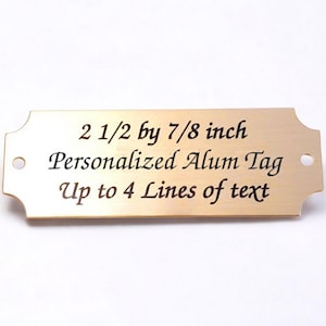 Personalized Aluminum Tag Black Letters 2 1/2" by 7/8" Great For Trophy Plaque Art