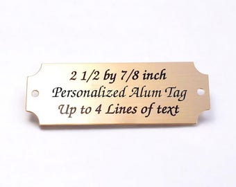 Personalized Aluminum Tag Black Letters 2 1/2" by 7/8" Great For Trophy Plaque Art