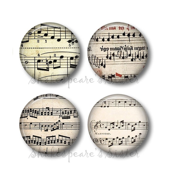 Music Note Refrigerator Magnets - Music Teacher Gift - 4 Magnets - 1.5 Inch Magnets - Kitchen Magnets