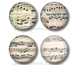 Music Note Refrigerator Magnets - Music Teacher Gift - 4 Magnets - 1.5 Inch Magnets - Kitchen Magnets